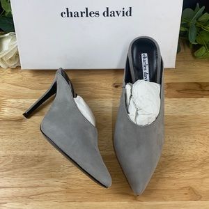 Charles David Collection Grey Suede Carlyle Mules, 6.5M